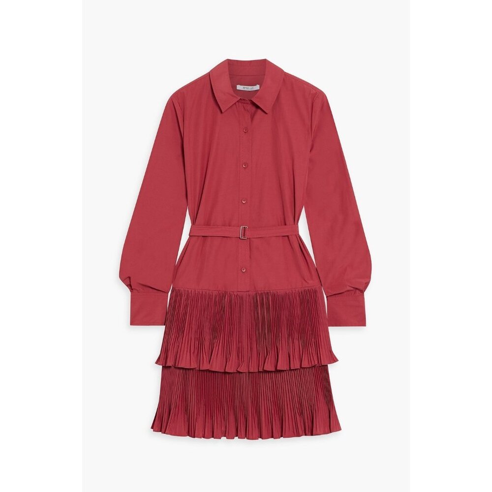 Derek Lam 10 Crosby Women's Pink Sterling Pleated Mini Shirt Dress Size 4
